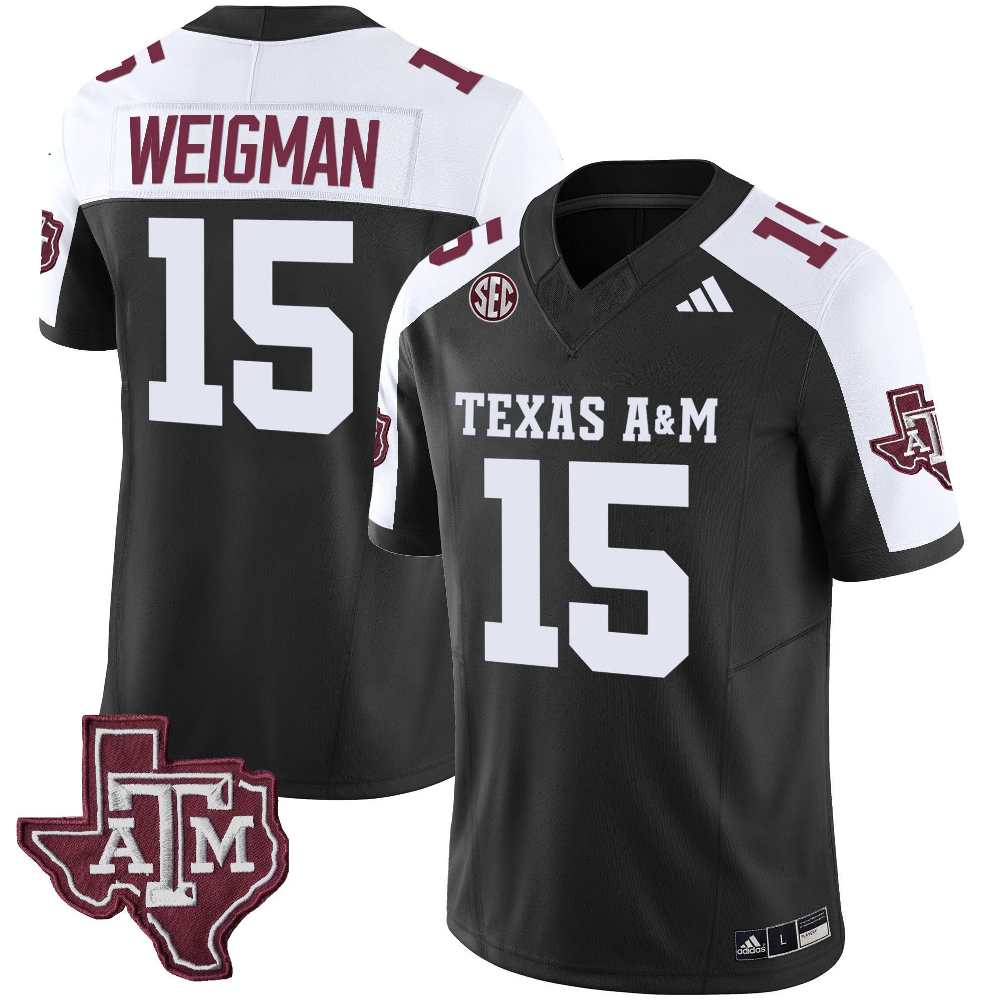 Men Texas A&M Aggies #15 Weigman Black 2024 Vapor Limited NCAA Jersey